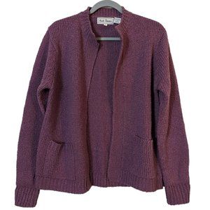 Women's NWT Gimbels Knit Focus vintage open front cardigan, purple, size L